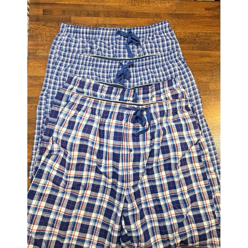 Lot of 4 men's wide waist band, long inseam plaid boxers.  Size large 36/38 new